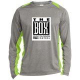 The Box White ST361LS Long Sleeve Heather Colorblock Poly T-Shirt