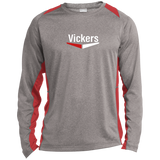 Vickers White ST361LS Long Sleeve Heather Colorblock Poly T-Shirt