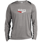 Vickers White ST361LS Long Sleeve Heather Colorblock Poly T-Shirt