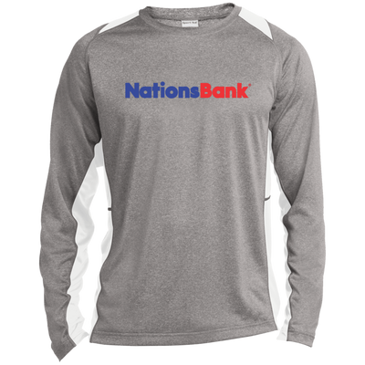 Nations Bank ST361LS Long Sleeve Heather Colorblock Poly T-Shirt