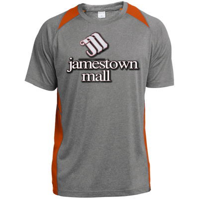 Jamestown Mall White ST361 Heather Colorblock Poly T-Shirt