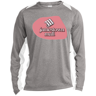 Jamestown Mall Red ST361LS Long Sleeve Heather Colorblock Poly T-Shirt