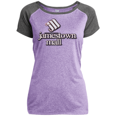 Jamestown Mall White LST362 Ladies Heather on Heather Performance T-Shirt