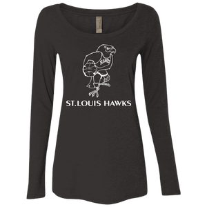 St. Louis Hawks White NL6731 Ladies' Triblend LS Scoop