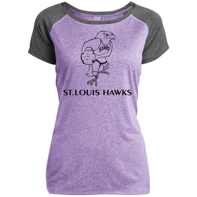 St. Louis Hawks Black LST362 Ladies Heather on Heather Performance T-Shirt