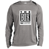 The Box White ST361LS Long Sleeve Heather Colorblock Poly T-Shirt