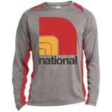 National ST361LS Long Sleeve Heather Colorblock Poly T-Shirt