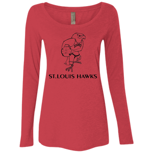 St. Louis Hawks Black NL6731 Ladies' Triblend LS Scoop