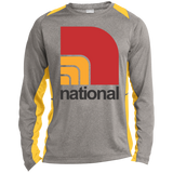 National ST361LS Long Sleeve Heather Colorblock Poly T-Shirt