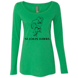 St. Louis Hawks Black NL6731 Ladies' Triblend LS Scoop