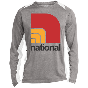 National ST361LS Long Sleeve Heather Colorblock Poly T-Shirt