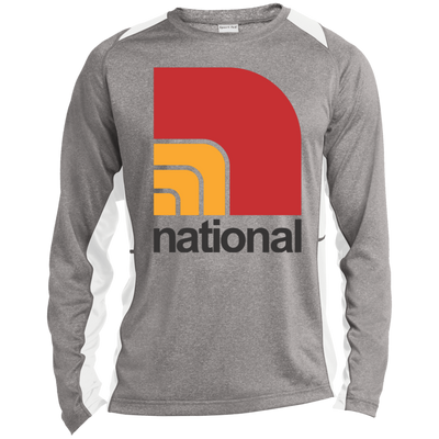 National ST361LS Long Sleeve Heather Colorblock Poly T-Shirt