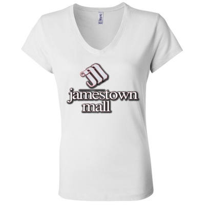 Jamestown Mall White B6005 Ladies' Jersey V-Neck T-Shirt