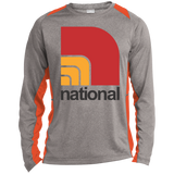 National ST361LS Long Sleeve Heather Colorblock Poly T-Shirt