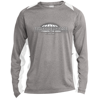 Checkerdome White ST361LS Long Sleeve Heather Colorblock Poly T-Shirt