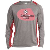 Jamestown Mall Red ST361LS Long Sleeve Heather Colorblock Poly T-Shirt