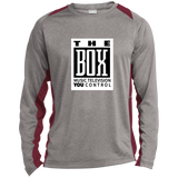 The Box White ST361LS Long Sleeve Heather Colorblock Poly T-Shirt