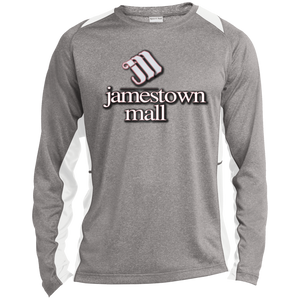 Jamestown Mall White ST361LS Long Sleeve Heather Colorblock Poly T-Shirt