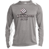 Jamestown Mall White ST361LS Long Sleeve Heather Colorblock Poly T-Shirt