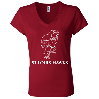 St. Louis Hawks White B6005 Ladies' Jersey V-Neck T-Shirt