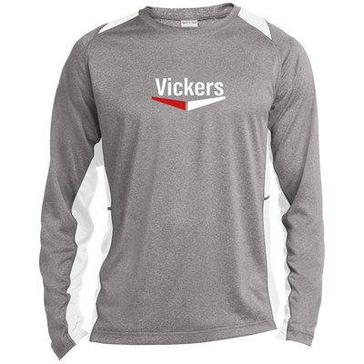 Vickers White ST361LS Long Sleeve Heather Colorblock Poly T-Shirt