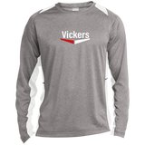 Vickers White ST361LS Long Sleeve Heather Colorblock Poly T-Shirt